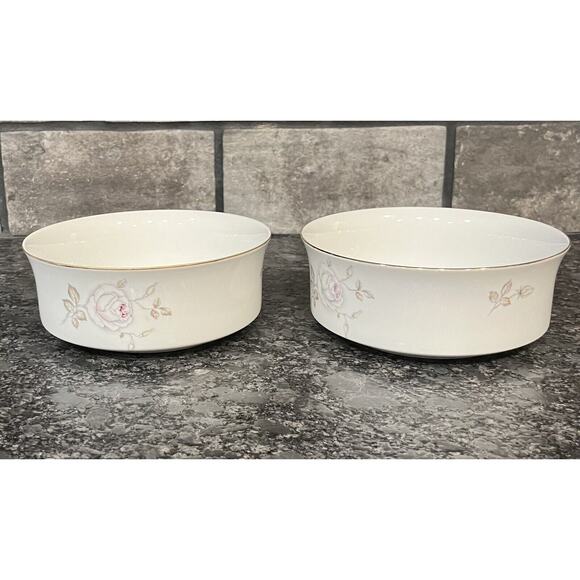 (2) Johann Haviland Sweetheart Rose 7 1/2” Round Vegetable Bowls Bavaria Germany - Picture 2 of 7